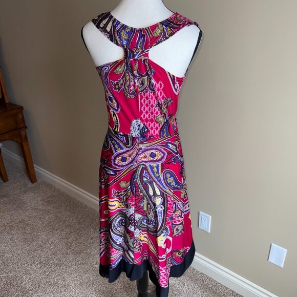 George pink colorful sleeveless summer dress with asymmetrical hem - Picture 4 of 13